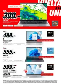 Folleto MediaMarkt Página 27: Acer portátil aspire lite 15 al15-47p-r214 €399,00, Hp portátil 15-fc1003nsx €499,00
