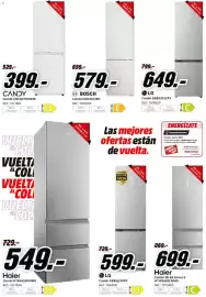 Folleto MediaMarkt Página 3: Haier combi €549,00, Bosch combi KGN36VIED €579,00