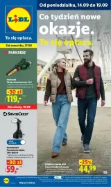 Lidl gazetka tydzień 38 Strona 1: SILVERCREST Parownica do ubrań €59,00, Jeansy damskie lub męskie €44,99