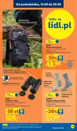 Lidl gazetka tydzień 38 Strona 11: Skarpety trekkingowe ILKLEY €27,99, CRIVIT Lornetka €109,00