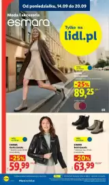 Lidl gazetka tydzień 38 Strona 12: ESMARA Kurtka damska €59,99, ESMARA Botki damskie €63,99