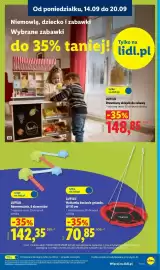 Lidl gazetka tydzień 38 Strona 9: Huśtawka bocianie gniazdo €70,85, LUPILU Równoważnia €142,35