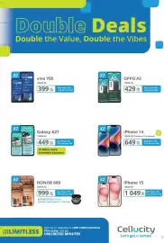 Cellucity catalogue Page 37: HONOR 600 €999,00, IPhone 14 €649,00