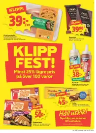 Coop reklamblad vecka 37 Sida 2: Schysst Käk Kebabsås €38,00, Findus Chicken Shop €50,00