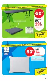 Catalogue Bi1 page 11: U Maison OREILLER "NUAGE" €5,95, TABLE PLIANTE €19,99