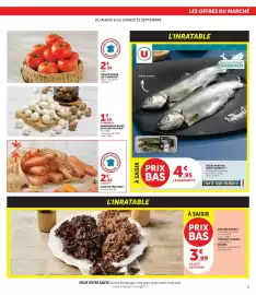 Catalogue U Express semaine 37 page 5: TRUITE FILIÈRE U €4,95, CAROTTE PRIX MINI €2,49