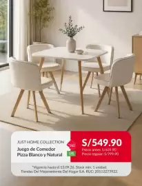 Catálogo Sodimac semana 37 Página 5: Just Home Collection Juego de Comedor Pizza Blanco y Natural €549,90