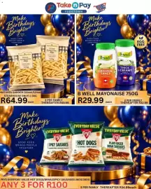 Take 'n Pay catalogue Page 3: B well MAYONNAISE €29,99, Natures Garden frying potato chips €64,99