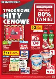 Kaufland gazetka tydzień 37 Strona 2: Jogurt pitny Activia malina granat €2,99, Jajka kurze BIO Wysoka Grzęda €19,99
