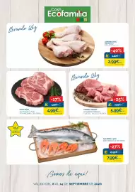 Folleto Cash Ecofamilia semana 37 Página 1: Magro jamón de cerdo fresco €5,99, Chuletas aguja de cerdo €4,99