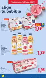 Catálogo Lidl semana 38 Página 14: Milbona Yogur bebible de frutas €1,29, Milbona yogur bebible de fresa €1,95