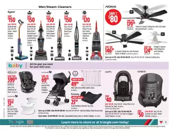 Canadian Tire flyer week 36 Page 11: Cosco Scenera Car Seat €99,99, Evenflo chase plus 2-in-1 booster car seat €129,99