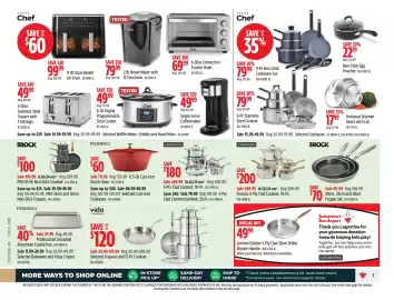 Canadian Tire flyer week 36 Page 7: Lagostina Finezza 5-Ply Clad Cookset €349,99, Paderno 6.5-Qt Cast-Iron Dutch Oven €79,99