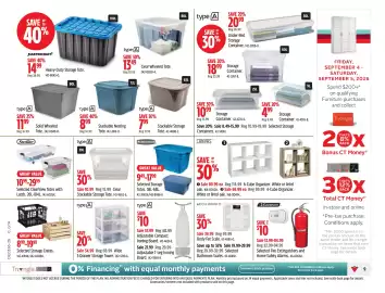 Canadian Tire flyer week 36 Page 9: Rubbermaid selected storage totes €17,99, Type A 3-Drawer Storage Tower €54,99