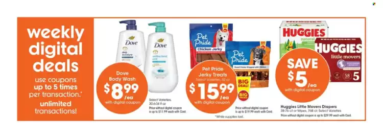 Pick'n Save weekly ad week 37 Page 3: Pet Pride Jerky Treats €15,99, Dove Body Wash €8,99