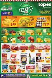 Folheto Lopes Supermercados Página 1: Whisky importado white horse €59,90, Cerveja brahma duplo malte lata €3,69
