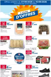 Catalogue Costco page 1: KIRKLAND Crevettes décortiquées €15,99, FAMILLE PERRONNEAU €8,79
