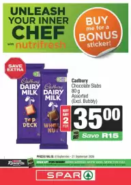 Spar catalogue Page 4: Cadbury Chocolate Slabs Assorted €35,00