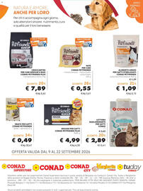 Volantino Conad Pagina 16: Lettiera agglomerante per gatti Conad €2,89, Paté per cani Conad Petfriends €0,55