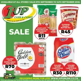 1UP catalogue week 37 Page 1: Supreme Choice Smooth Peanut Butter €45,00, Pasta Joy Spaghetti or Macaroni €11,00