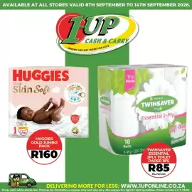1UP catalogue week 37 Page 3: Huggies Gold Jumbo Pack €160,00, Twinsaper essential 2ply toilet paper €85,00