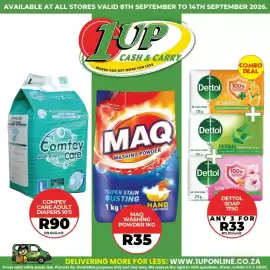 1UP catalogue week 37 Page 4: Comfey Care Adult Diapers €90,00, MAQ Washing Powder €35,00