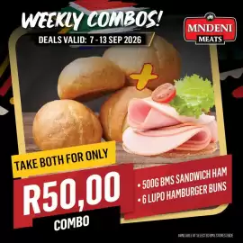 Bluff Meat Supply catalogue week 37 Page 12: 500G BMS SANDWICH HAM 6 LUPO HAMBURGER BUNS €50,00