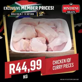 Bluff Meat Supply catalogue week 37 Page 3: Mndeni Meats Chicken IQF Curry Pieces €44,99