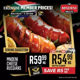 Bluff Meat Supply catalogue week 37 Page 6: Mndeni Cheese Russians €54,99