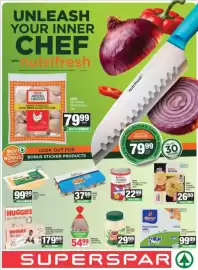 SuperSpar catalogue Page 1: Clover Full Cream Milk €99,99, Rainbow chicken fresh €54,99