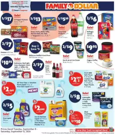 Family Dollar weekly ad Page 1: Doritos €7,00, Kellogg's Cereals €6,00