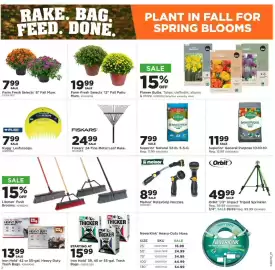Mills Fleet Farm weekly ad Page 2: Orbit 1/2" Impact Tripod Sprinkler €49,99, Farm Fresh Selects 12" Fall Patio Mum €19,99