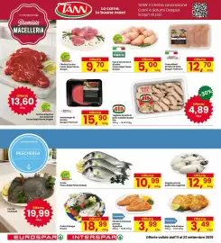Volantino Eurospar Pagina 14: Hamburger di bovino Despar Premium €15,90, Tagliata di petti di pollo Chicken Salad Aia €4,89