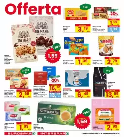 Volantino Eurospar Pagina 24: Biscotti assortiti Pick Up! €1,39, Sir Winston Tea Tè Verde €1,59