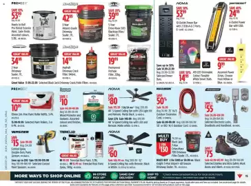 Canadian Tire flyer week 37 Page 15: Black Jack Drive-Maxx 500 Blacktop Filler/Sealer €39,99, Tremclad rust paint €99,99