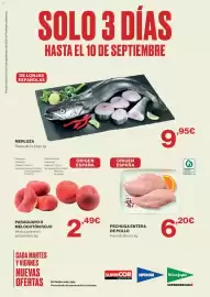 Catálogo Hipercor Página 1: Merluza €9,95, Paraguayo o melocotón rojo €2,49