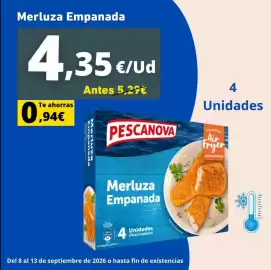 Folleto Tu Trébol Hipermercados semana 37 Página 4: Pescanova - merluza empanada €4,35