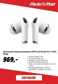 Media Markt gazetka Strona 10: Słuchawki bezprzewodowe Apple AirPods Pro 3 Anc biały €969,00