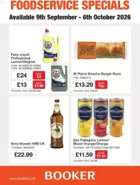 Booker Wholesale brochure Page 1: Birra Moretti Nrb Uk €22,99, Fairy liquid professional lemon/original €24,00