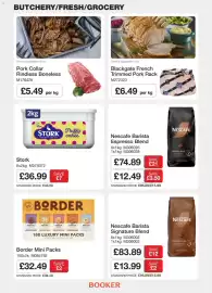 Booker Wholesale brochure Page 2: Stork fluffy cakes €36,99, Nescafe Barista Espresso Blend €74,89
