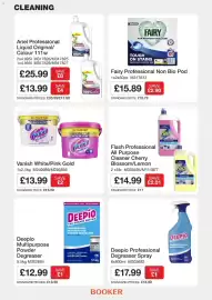 Booker Wholesale brochure Page 5: Flash Professional All Purpose Cleaner €14,99, Vanish White/Pink Gold €13,99