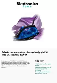 Biedronka gazetka Strona 9: Żelazko parowe ze stopą nieprzywierającą MPM MZE-25, 50g/min, 2000 W €49,99