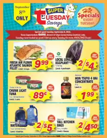 Times Supermarkets weekly ad Page 1: Island Fresh local long eggplant €4,00, Fresh Air Flown Atlantic Salmon Fillet €9,99