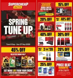 SuperCheap Auto catalogue Page 1: Autoglym Final Finish Tyre Shine €20,00, Polycraft Heavy Duty Mechanics Degreaser €5,00