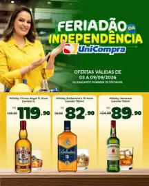 Catálogo Unicompra Página 1: Whisky Jameson €89,90, Whisky Ballantine's 10 Anos €82,90