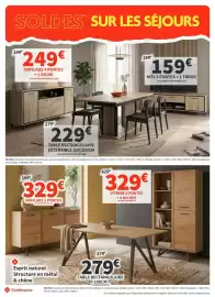 Catalogue Conforama page 22: Enfilade 3 portes €329,00, Mtv 2 portes + 1 tiroir €159,00