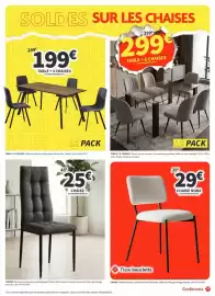 Catalogue Conforama page 24: Chaise €25,00, Table + 6 chaises €299,00