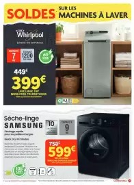 Catalogue Conforama page 38: Whirlpool Lave linge top €399,00, SAMSUNG Séche-linge €599,00