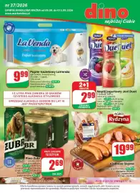 Dino gazetka tydzień 37 Strona 1: Kiełbasa Śląska Rydzyna €19,99, Piwo Żubr €2,69