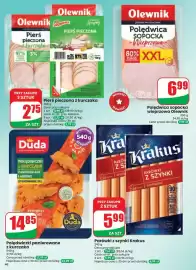 Dino gazetka tydzień 37 Strona 46: Polędwiczki panierowane z kurczaka Duda €14,89, Parówki z szynki Krakus €5,99